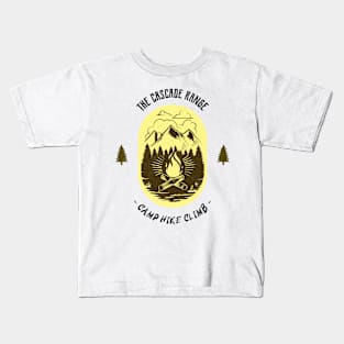 The Cascade Range Camp Hike Climb - Yellow Kids T-Shirt